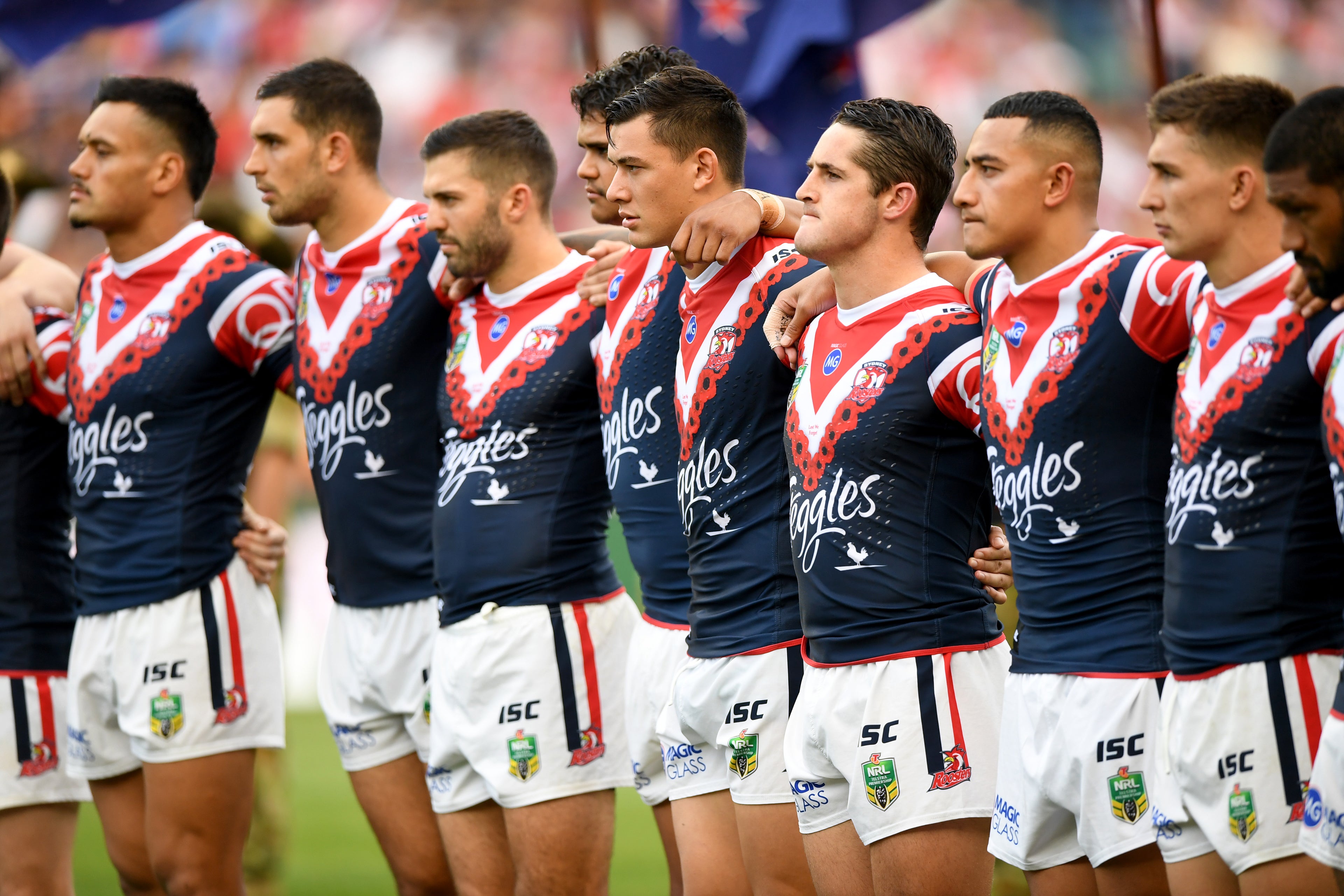 2018 Sydney Roosters Player Issued Anzac Jersey No. 18 & 22