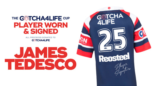 James Tedesco - Player Worn & Signed Gotcha4Life Cup Away Jersey