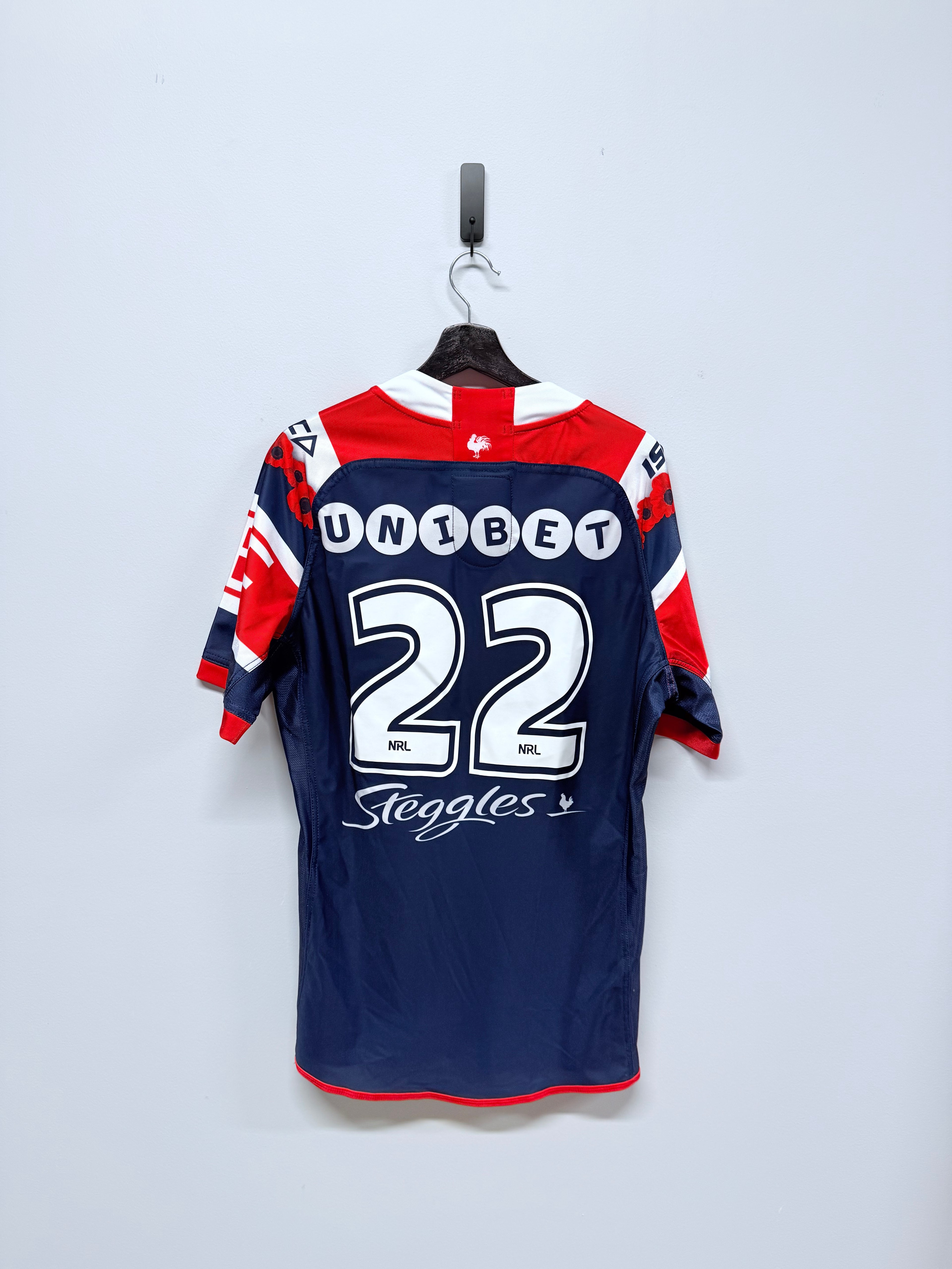 2018 Sydney Roosters Player Issued Anzac Jersey No. 18 & 22