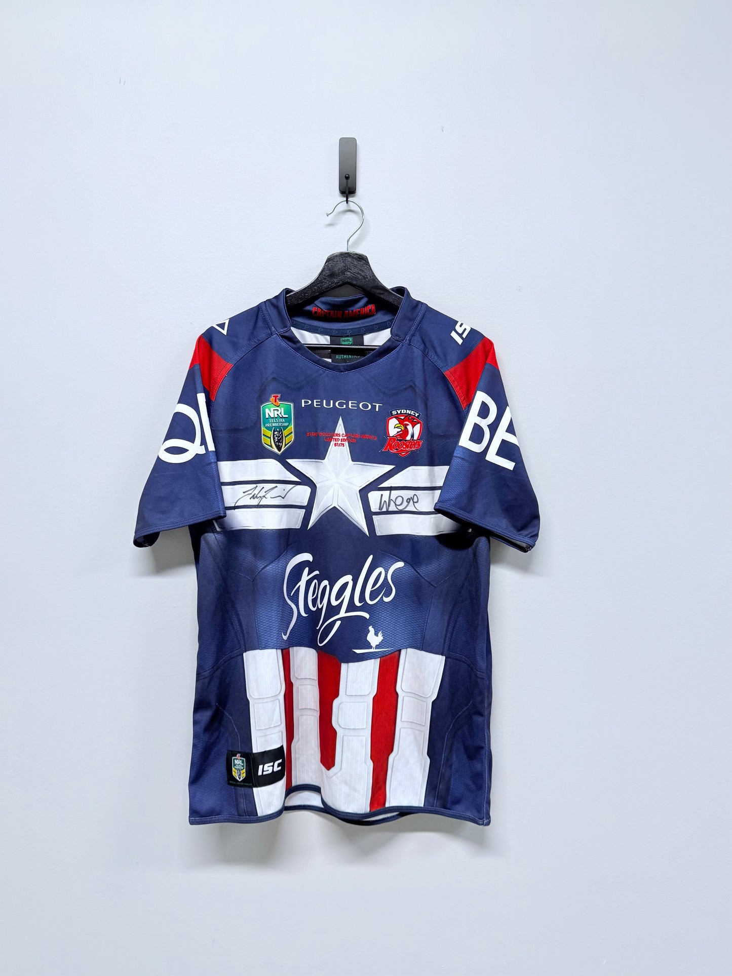 2015 Signed Sydney Roosters Captain America Jersey