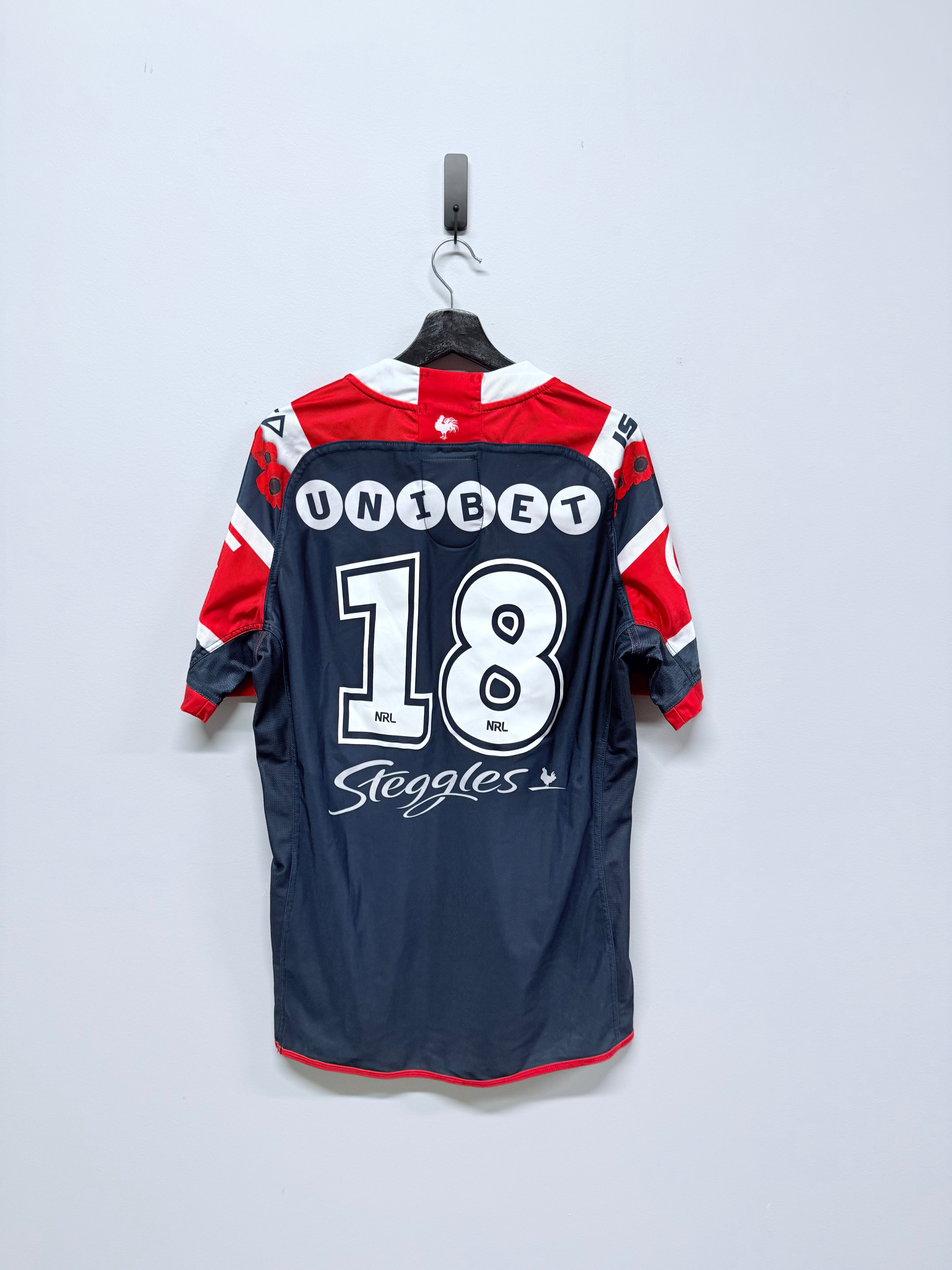 2018 Sydney Roosters Player Issued Anzac Jersey No. 18 & 22