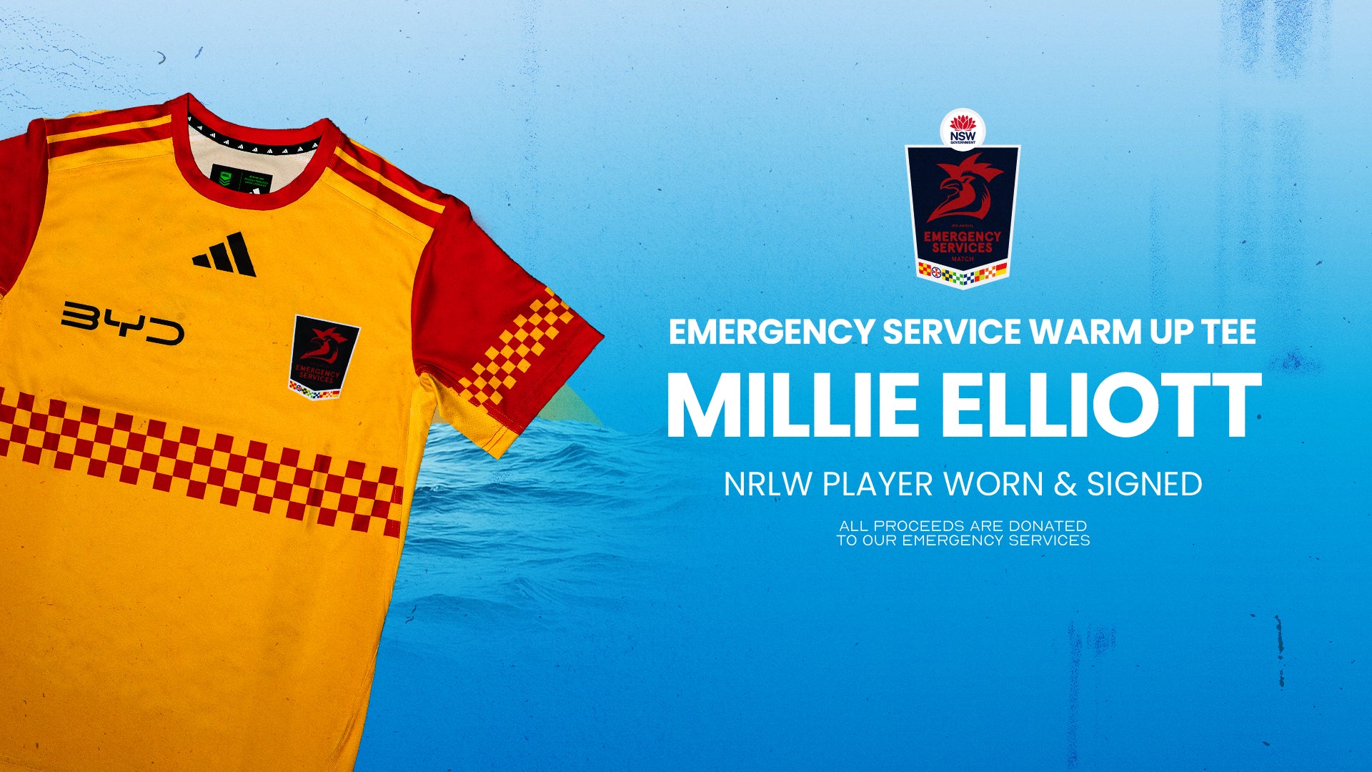 Millie Elliott - Worn & Signed Emergency Service Warm Up Tee