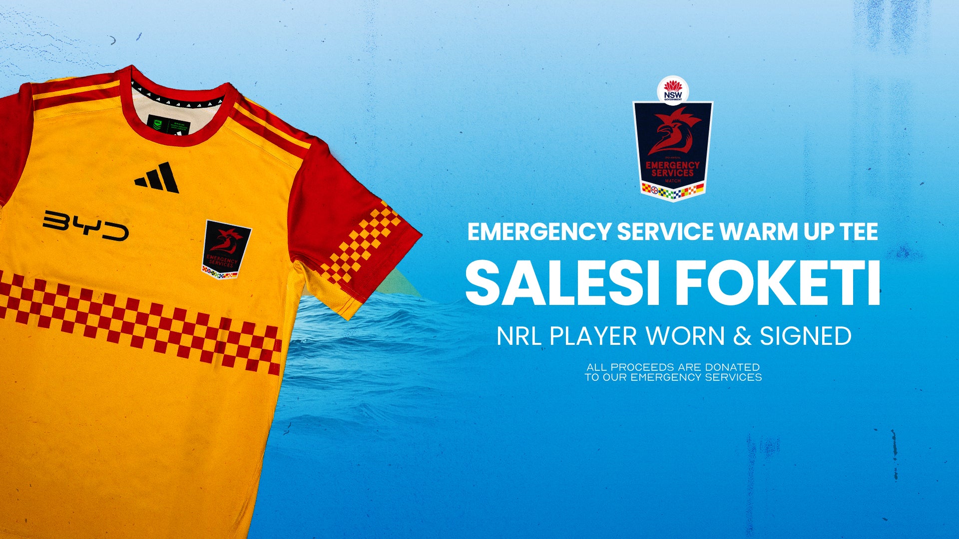 Salesi Foketi - Worn & Signed Emergency Service Warm Up Tee