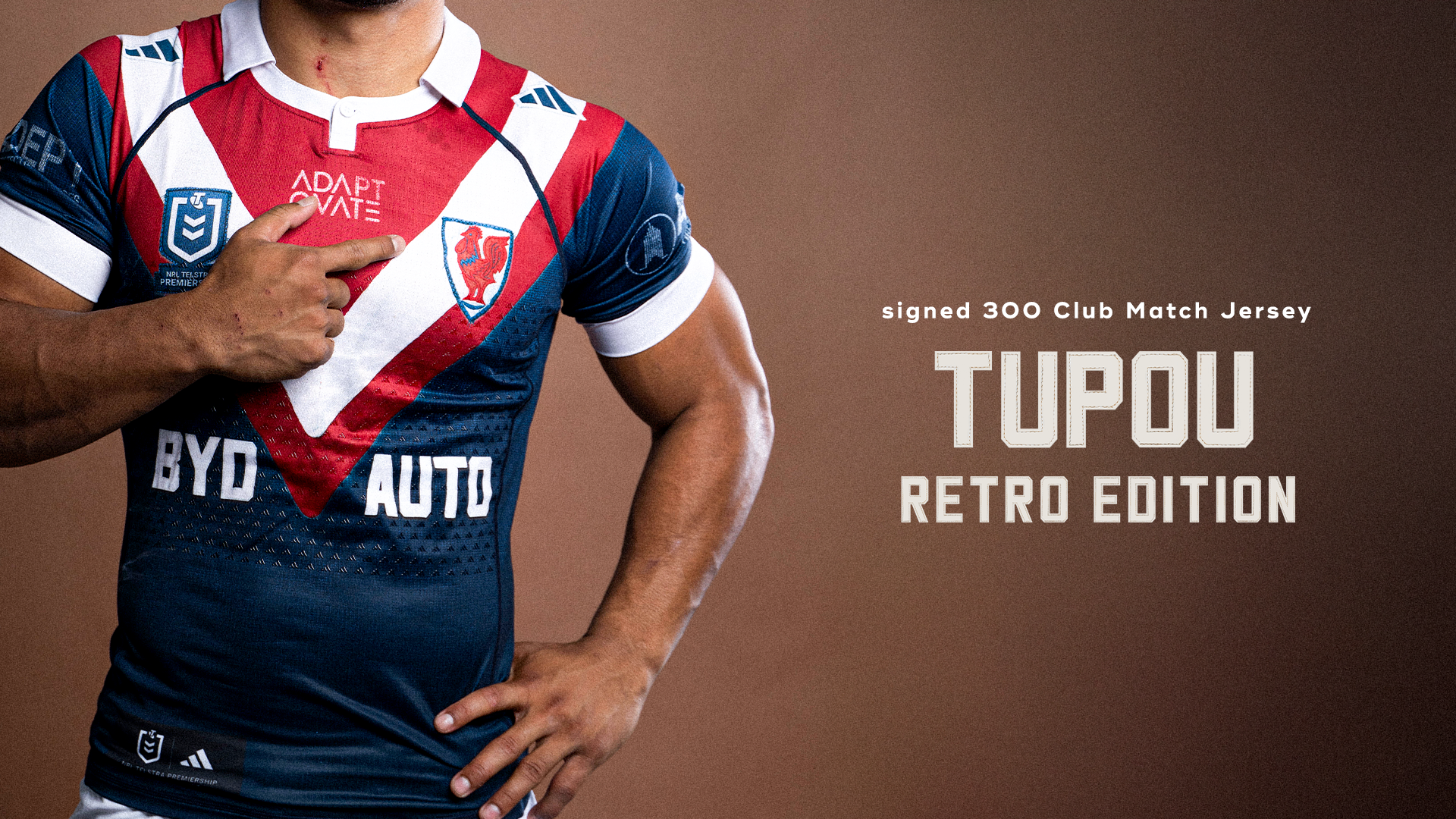 Daniel Tupou #2 - Player Issued & Signed 300th NRL Match Retro Jersey